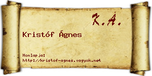 Kristóf Ágnes névjegykártya